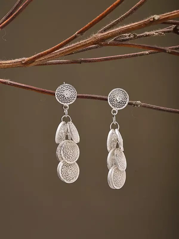 Superfine Silver Earrings with Tarakasi Filigree Work