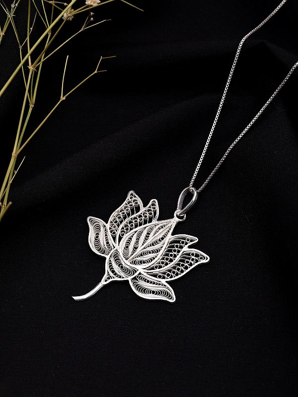 Sterling Silver Lotus Filigree Pendant