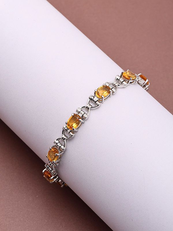 Faceted Citrine Sterling Silver Bracelet
