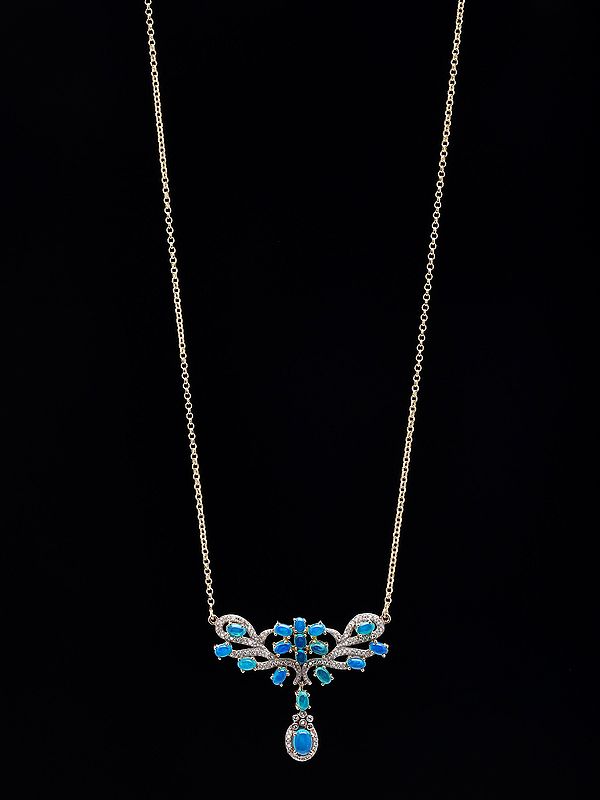 Sterling Silver Necklace with Faceted Aquamarine Gemstones