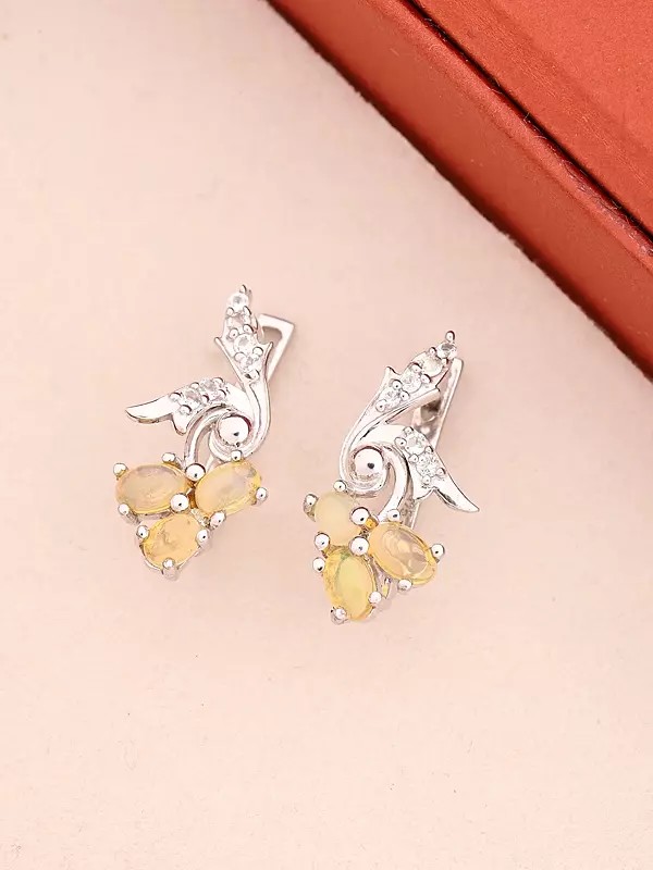 Elegant Sterling Silver Studs with Faceted Ethiopian Opals