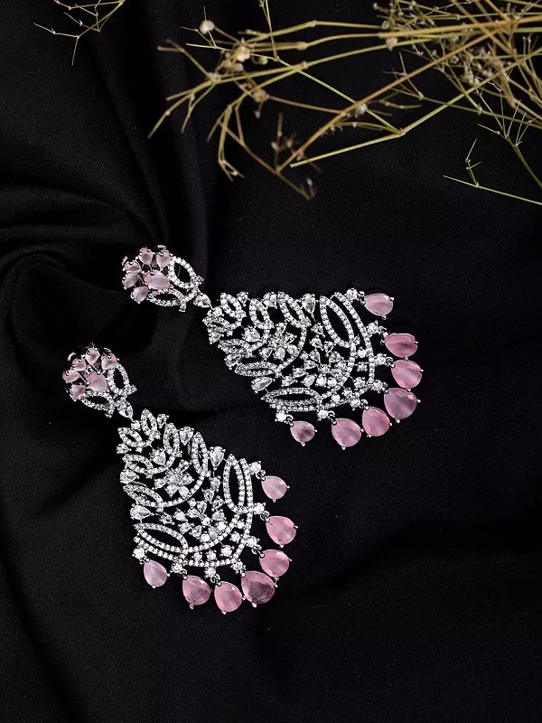 Dazzling Dangle Earrings with Cubic Zirconia and Gemstone Drops