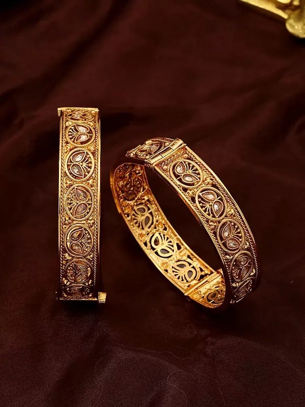 Stone Studded Openable Pair of Bangles