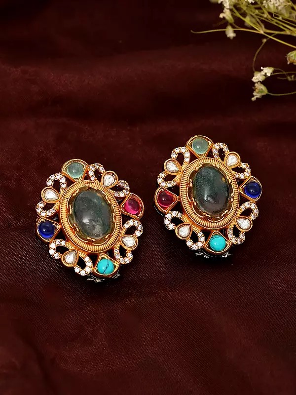 Victorian Style Stone Studded Earrings
