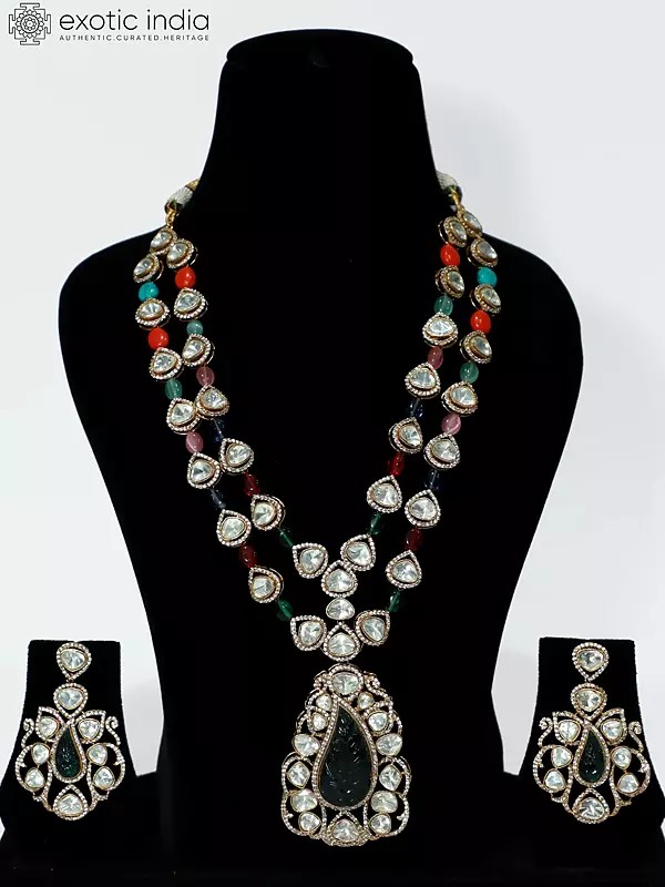 Multicolor Copper And Kundan Stone Studded And Beaded Necklace
