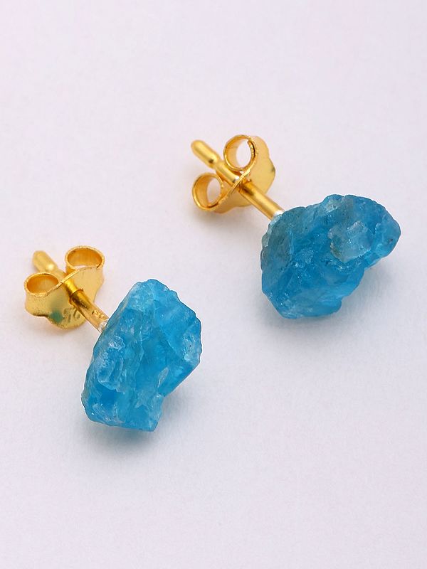 Raw Neon Apatite Gemstone Studs