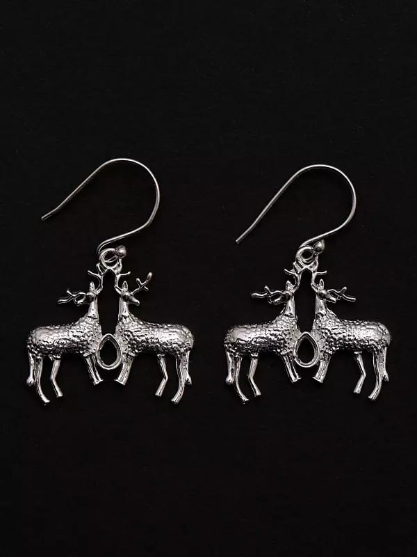 Duet Deer Sterling Silver Dangle Earrings