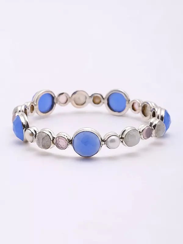 Round Shaped Faceted Multi Gemstone Bracelet