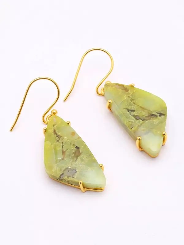 Green Opal Gemstone Hook Earrings