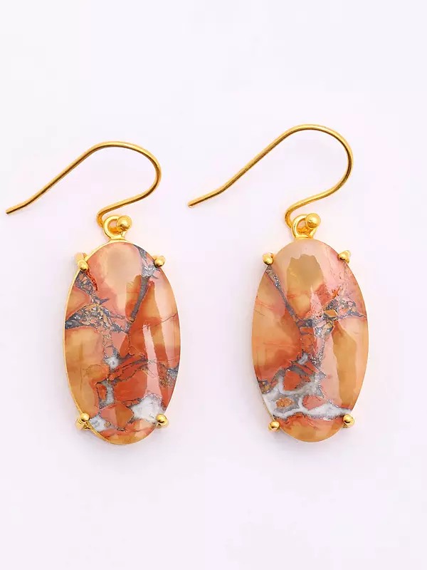 Oval Shaped Maligano Jasper Earrings