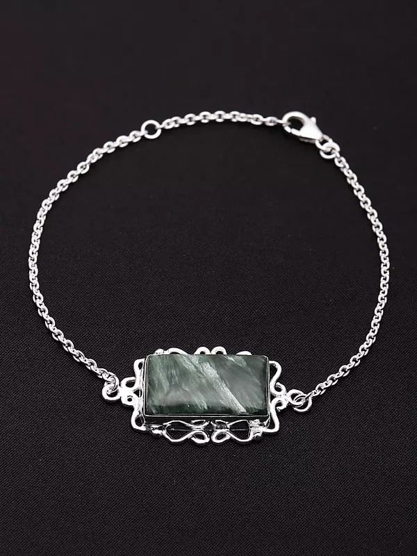 Rectangular Cut Seraphinite Gemstone Bracelet