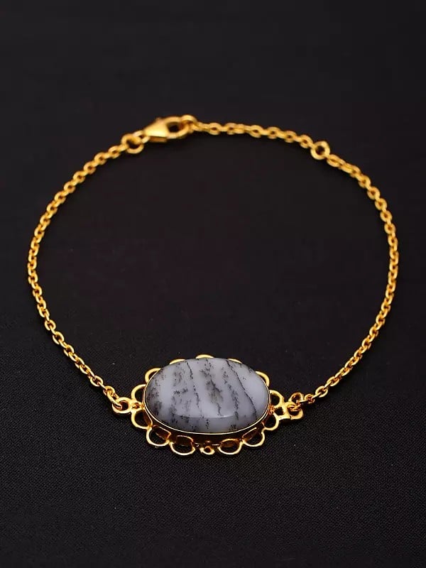 Oval Shape Dendritic Opal Bracelet