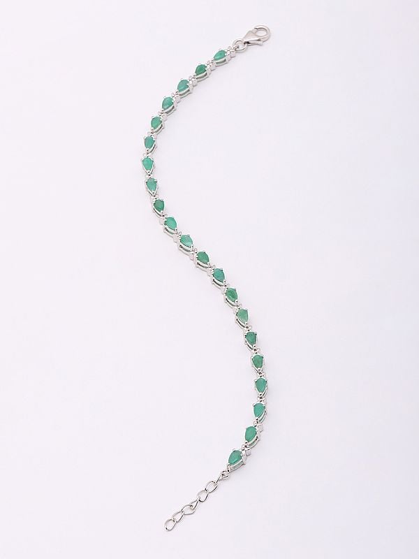 Teardrop Shape Faceted Emerald Tennis Bracelet