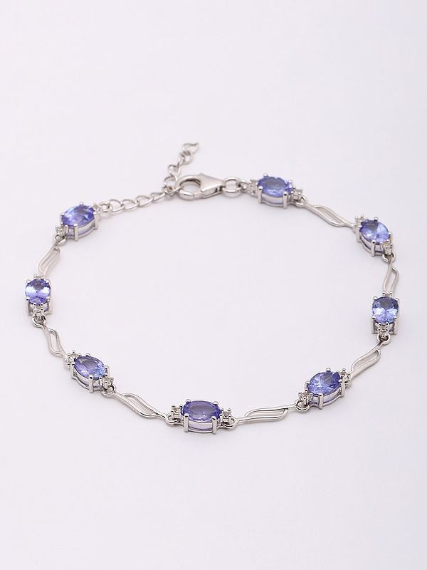 Oval Shape Faceted Tanzanite Gemstone Bracelet