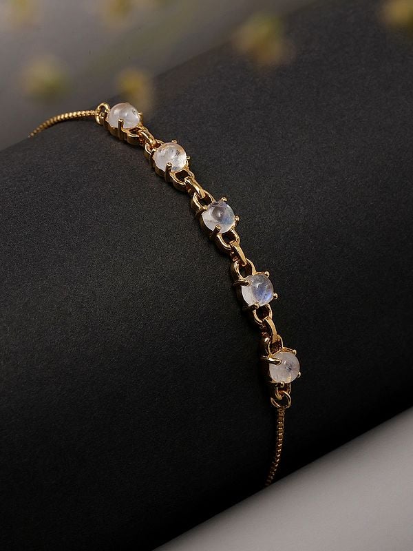 Round Shape Rainbow Moonstone Wraparound Bracelet