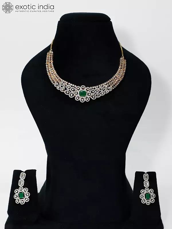 Stunning American Diamond Necklace Stone Studded Set With Elegant Earrings
