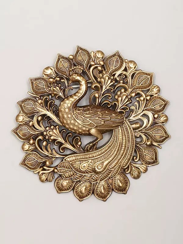 Peacock Brass Brooch