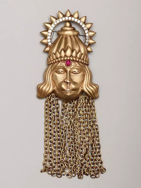 Lord Hanuman Brooch with Dangling Chains