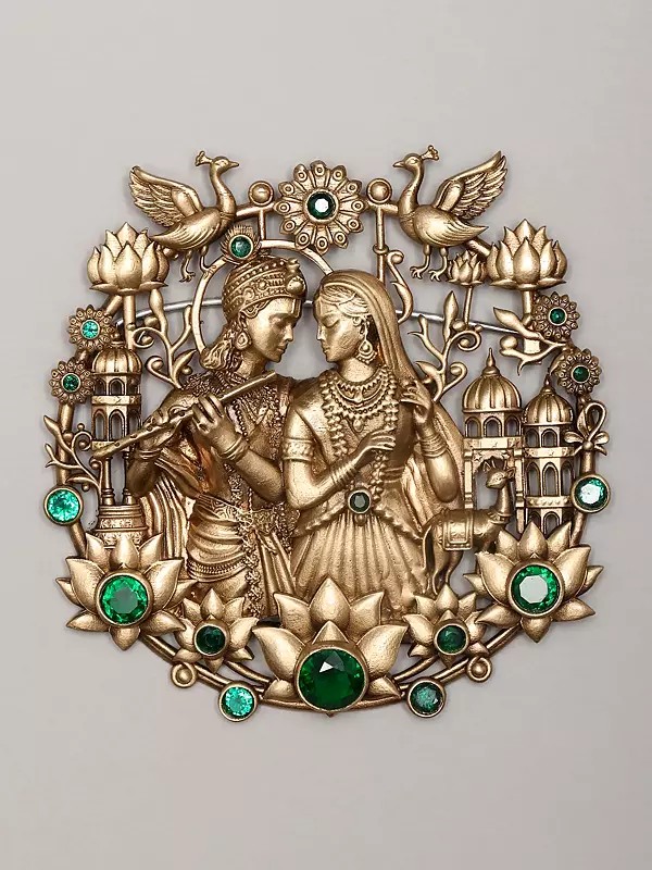 Stone Studded Radha Krishna Brooch