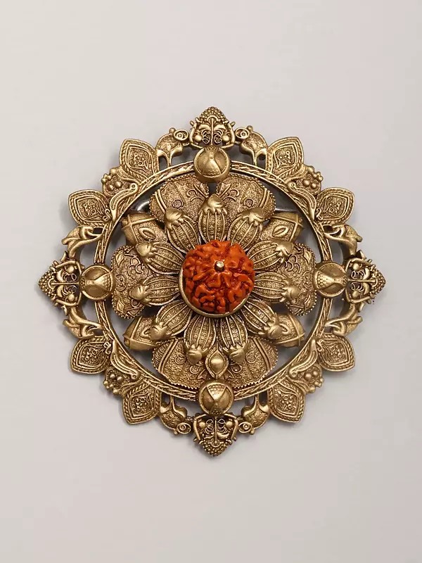 Floral Design Rudraksha Brooch