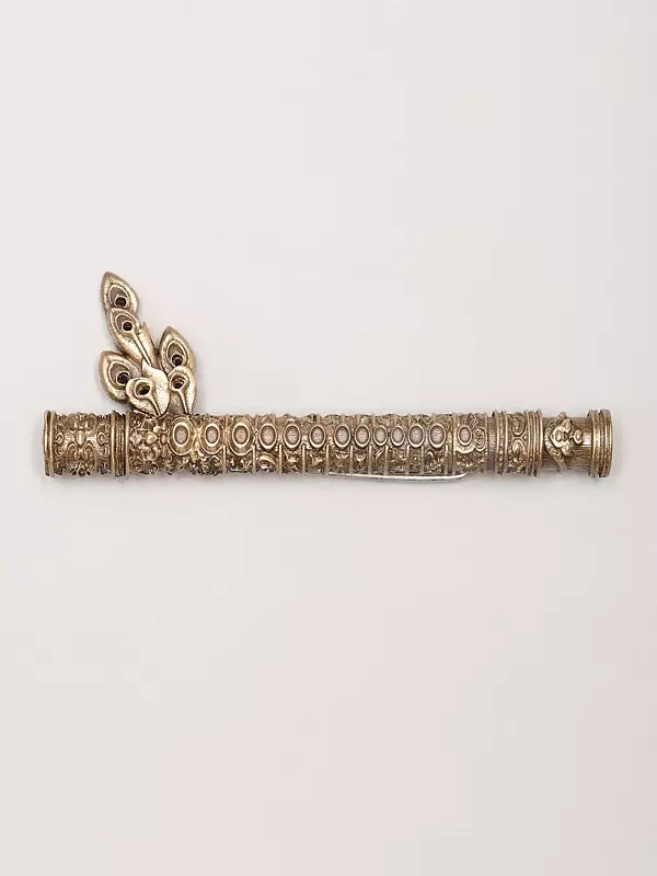 Krishna's Flute Brass Brooch