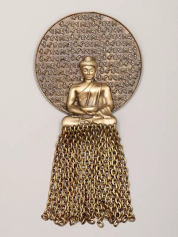 Dhyana Mudra Buddha Brooch with Dangling Chains