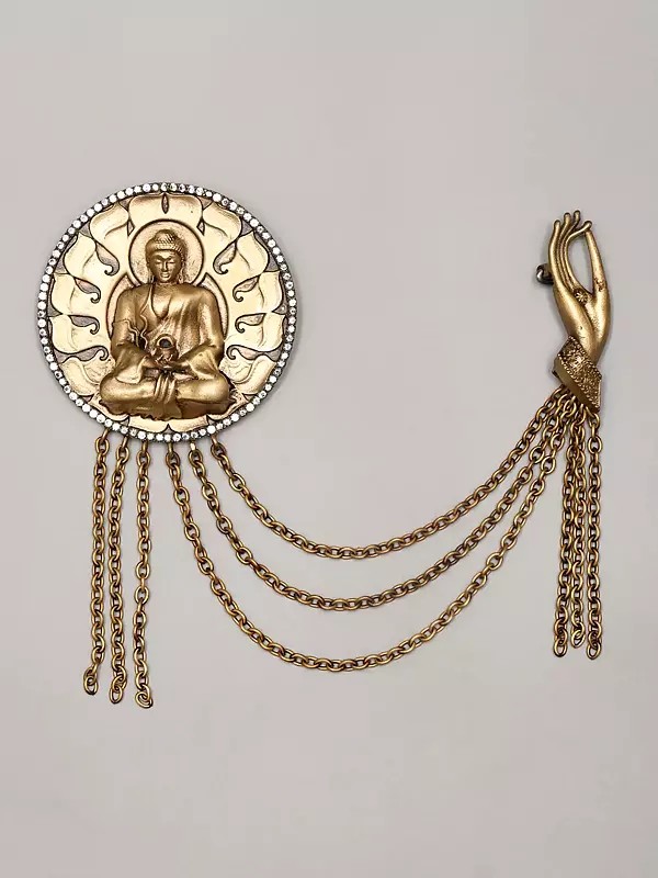 Buddha Brooch with Vitarka Mudra Hand