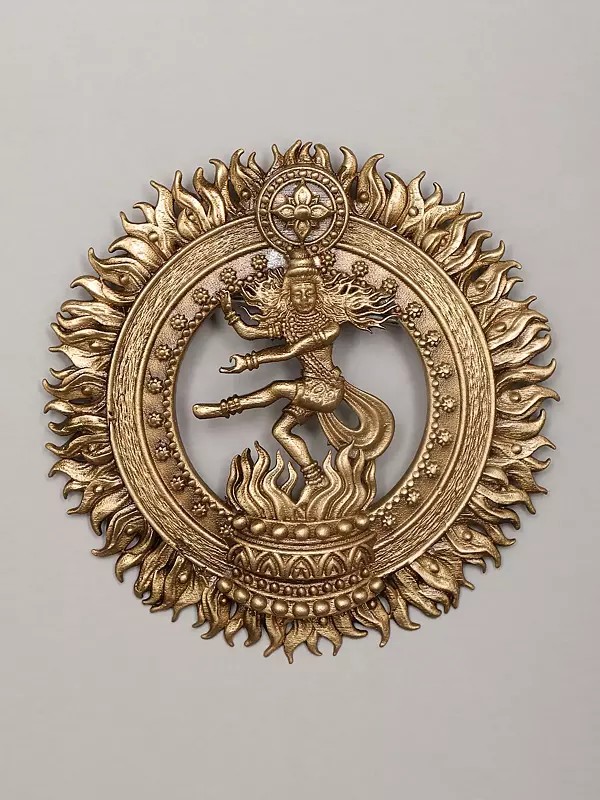 Shiva Tandava Carved Brass Brooch