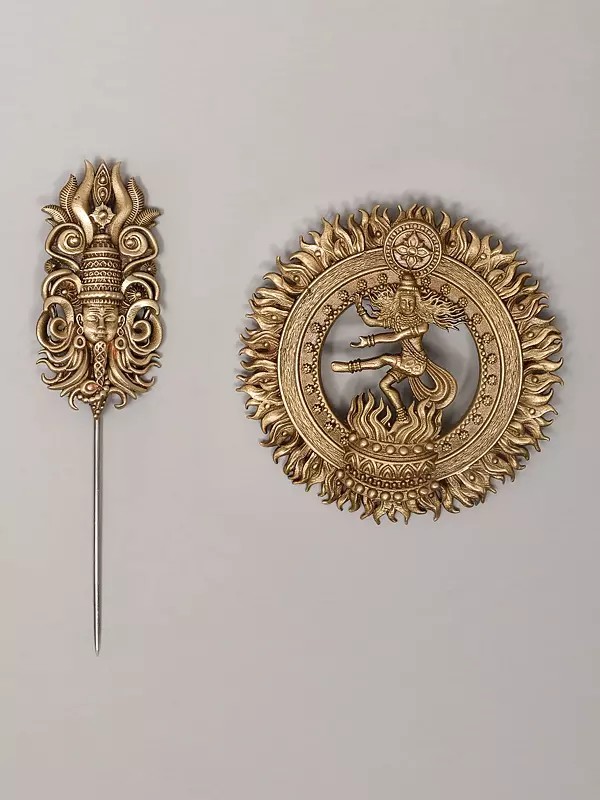 Brass Tandava Shiva Brooch and Lapel Pin