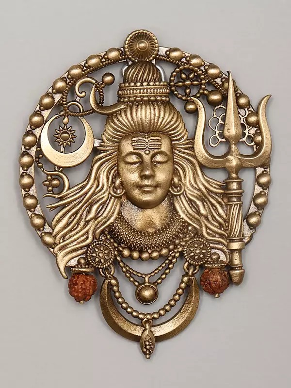 Lord Shiva Carved Brass Brooch