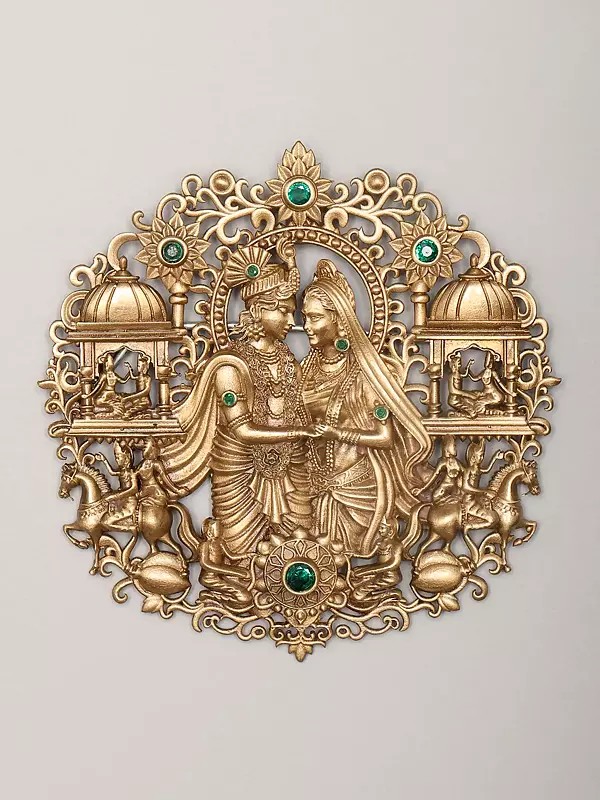 Stone Studded Radha Krishna Brooch