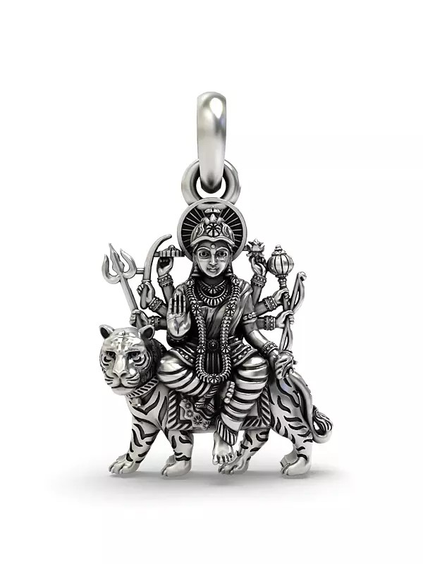 Goddess Durga Sterling Silver Pendant