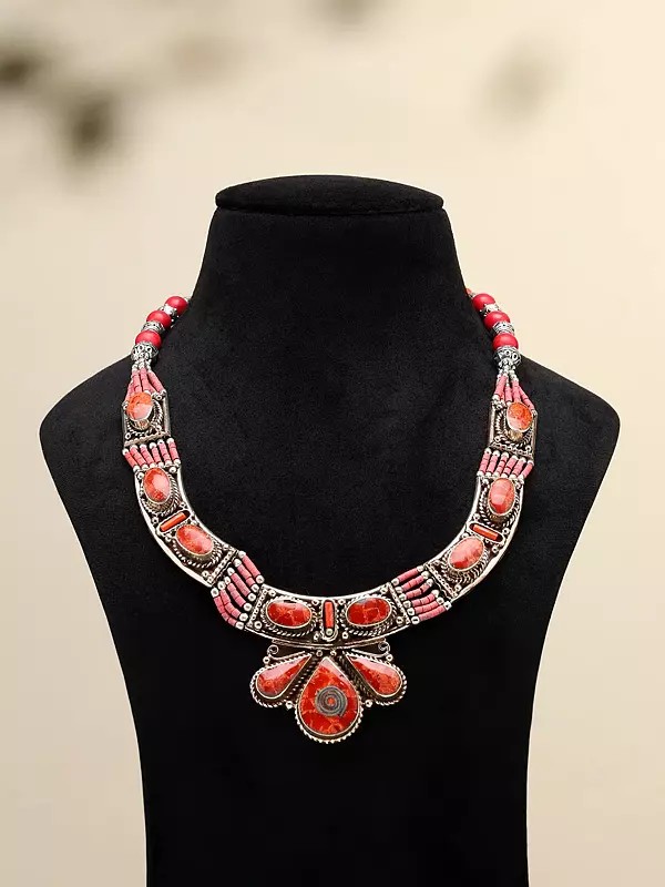 Tibetan Tribal Red Stone Necklace