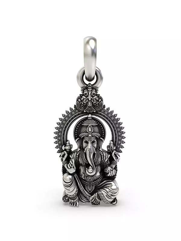 Seated Chaturbhuja Lord Ganesha Pendant