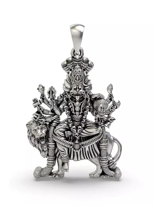 Goddess Pratyangira Sterling Silver Pendant