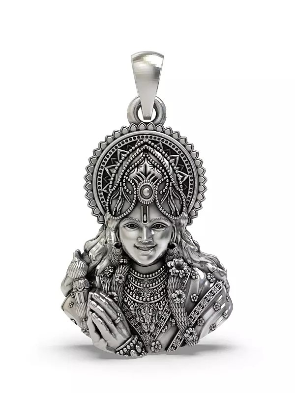 Lord Krishna Bust Sterling Silver Pendant