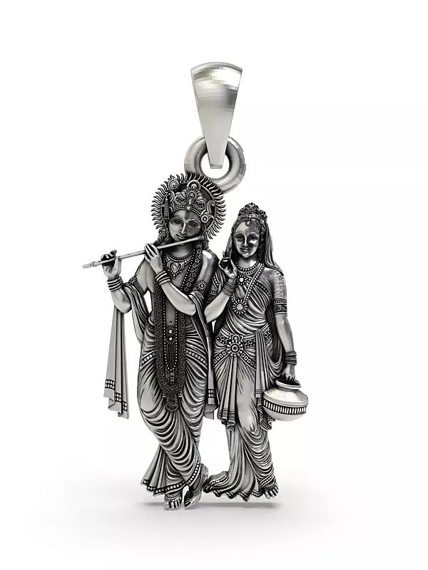 Standing Radha Krishna Sterling Silver Pendant