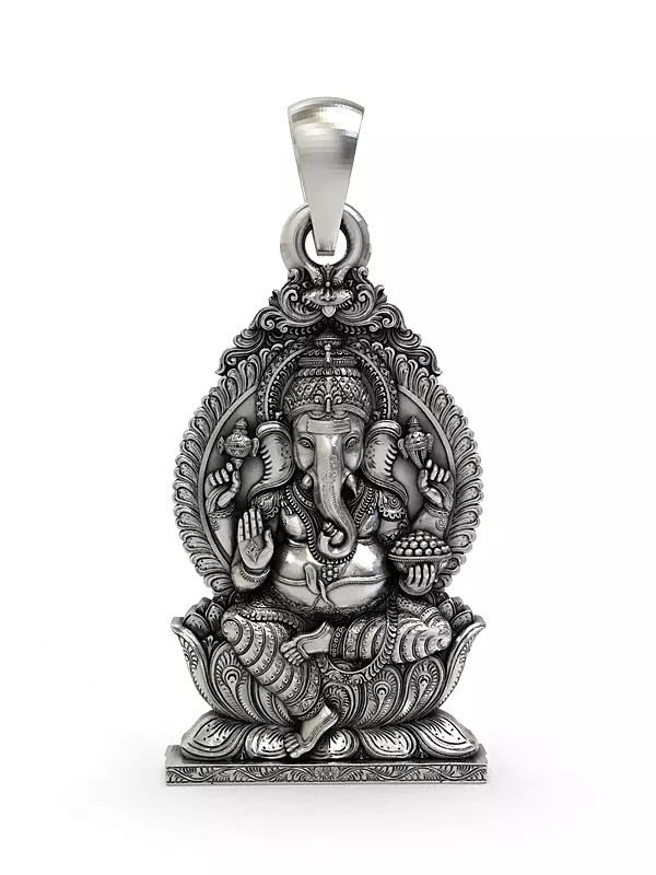 Chaturbhuja Lord Ganesha Seated on Throne Pendant