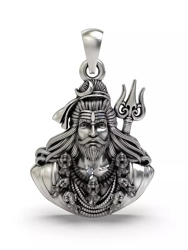 Lord Shiva Bust Sterling Silver Pendant