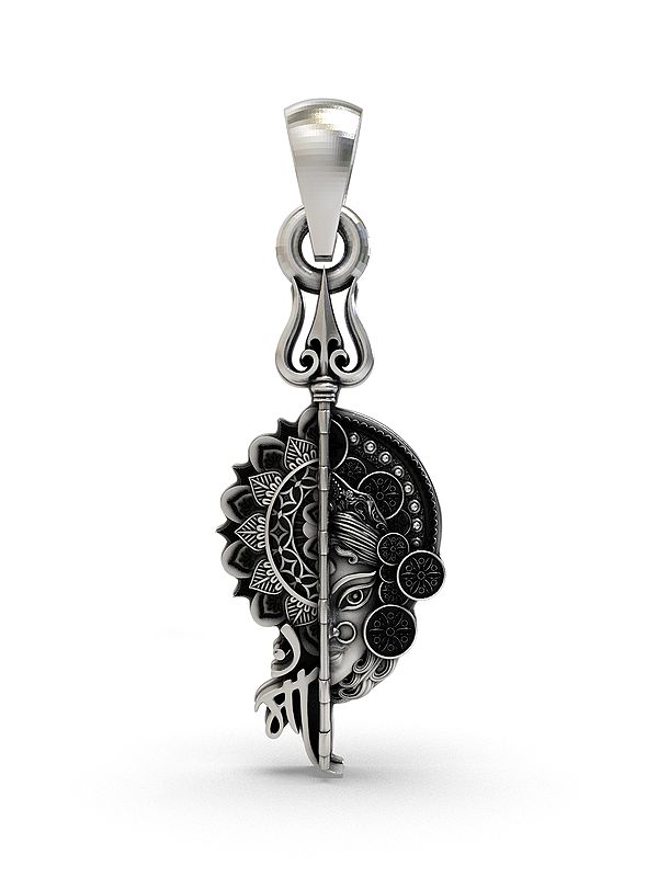 Sterling Silver Durga Maa and Trishul Pendant