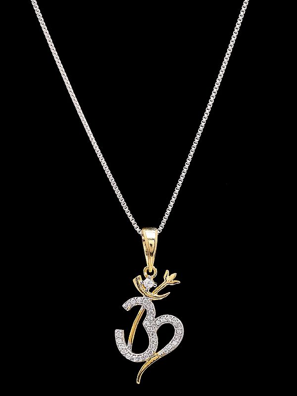 Stone Studded Trishul Om Pendant