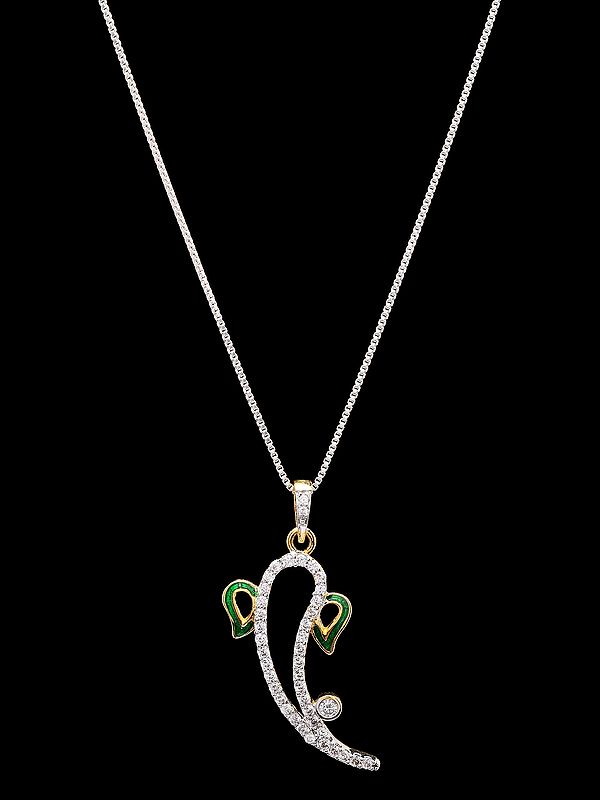 Stone Studded Abstract Ganesha Pendant