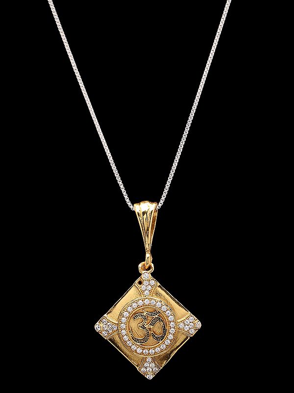 Kite Shaped Brass Om Pendant