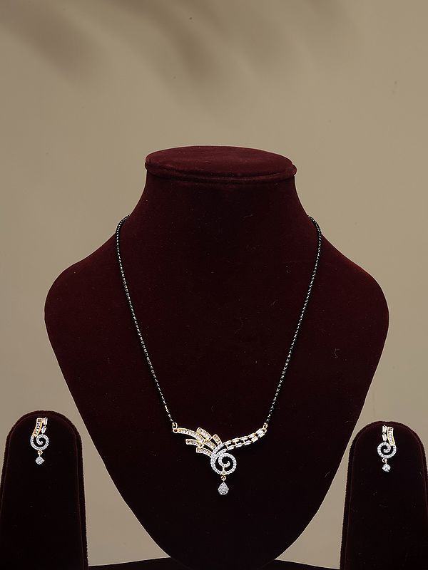 Designer Stone Studded Mangalsutra Set with Earrings