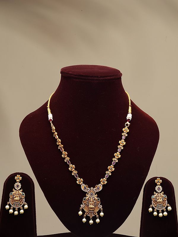 Goddess Lakshmi Traditional Necklace and Earrings Set