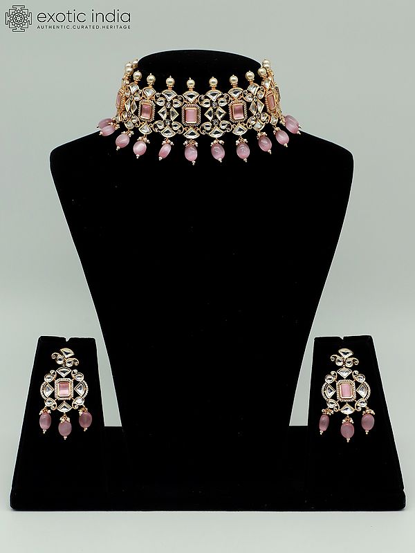 Traditional Choker Set With Matte Finishing And Kundan Stone