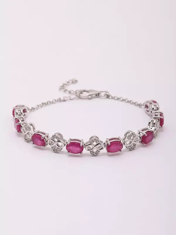 Faceted Oval Shaped Ruby Bracelet