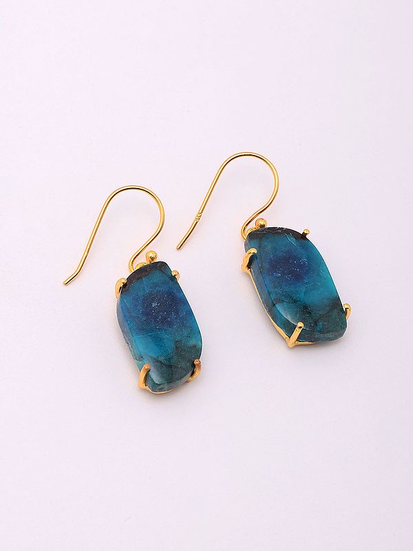 Chrysocolla Gemstone Sterling Silver Hook Earrings