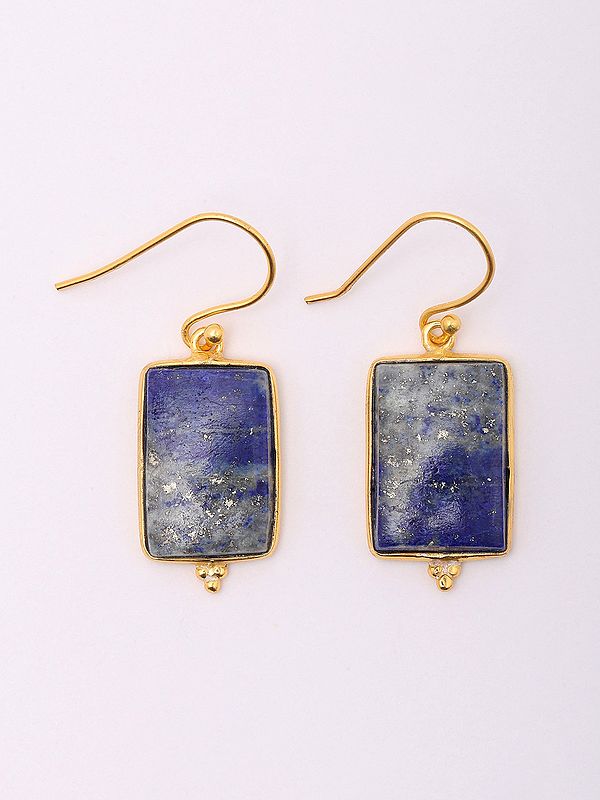 Rectangular Shaped Lapis Lazuli Earrings