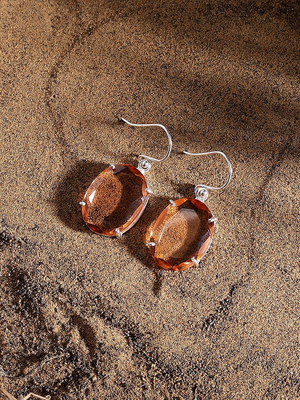 Faceted Champagne Aura Quartz Earrings